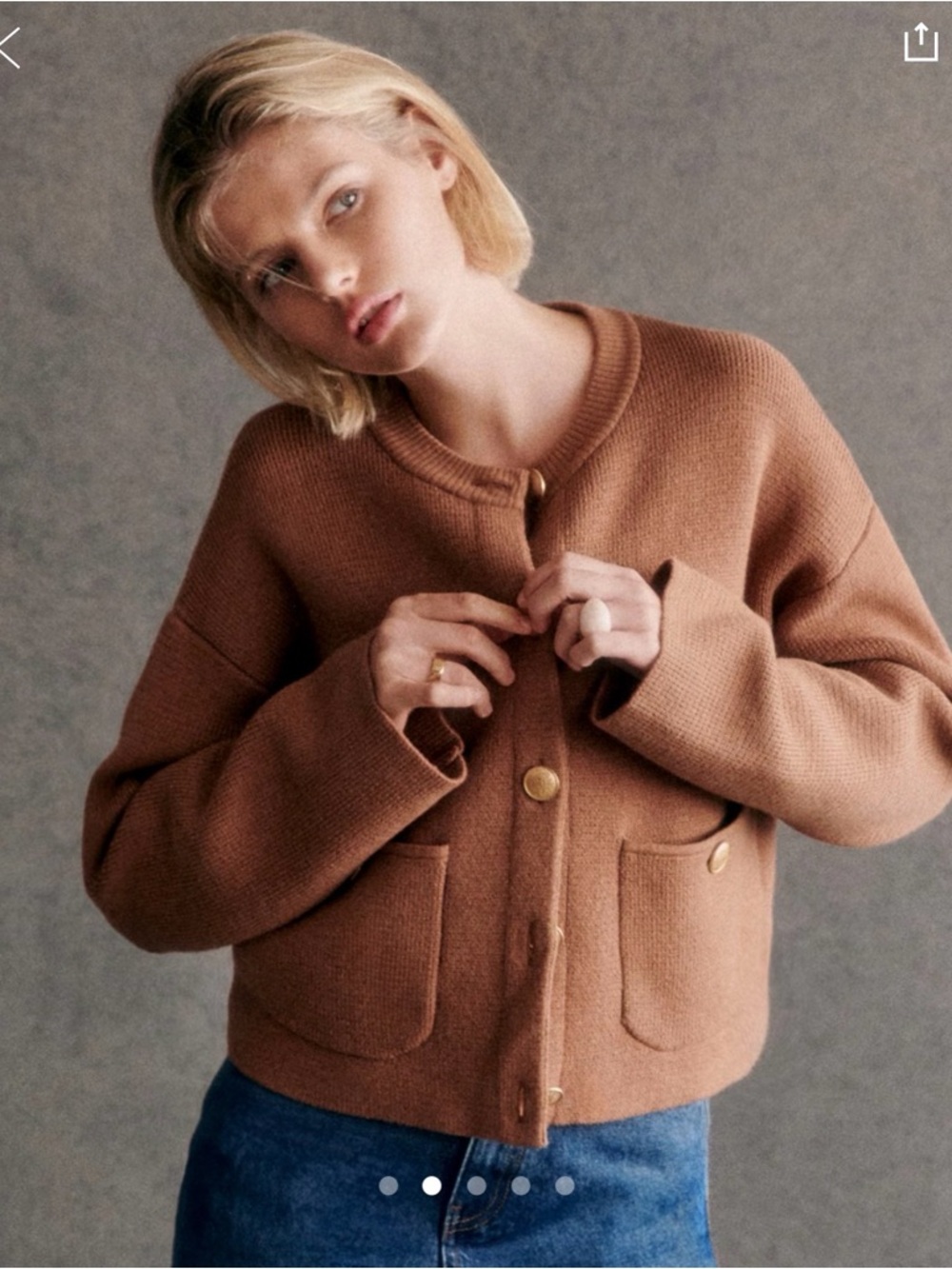 Sezane Valerio Wool Cotton Blend Cardigan in Camel Size Medium EUC - Picture 14 of 16